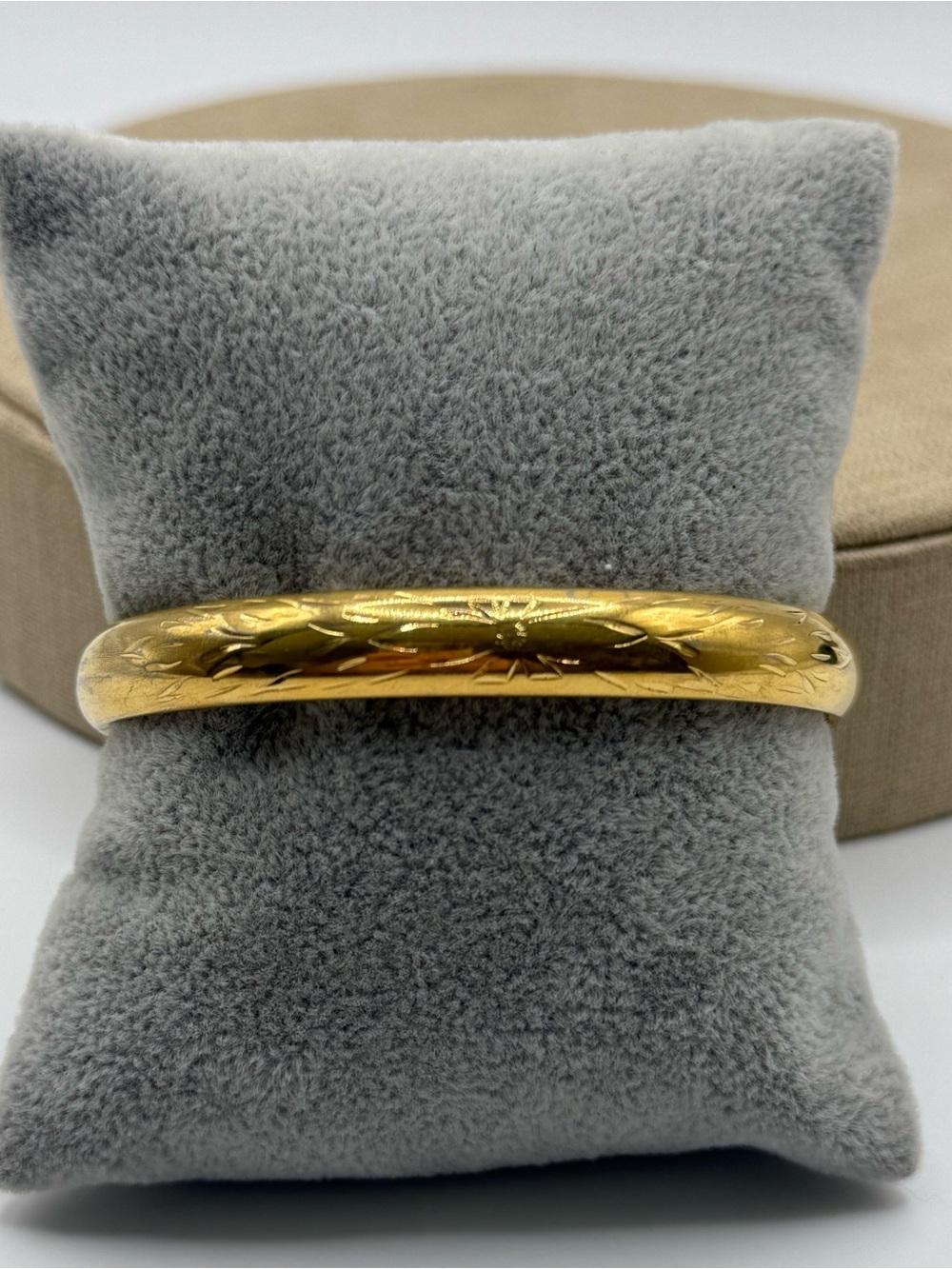Vintage floral Monet Gold-Tone Engraved Bangle Bracelet